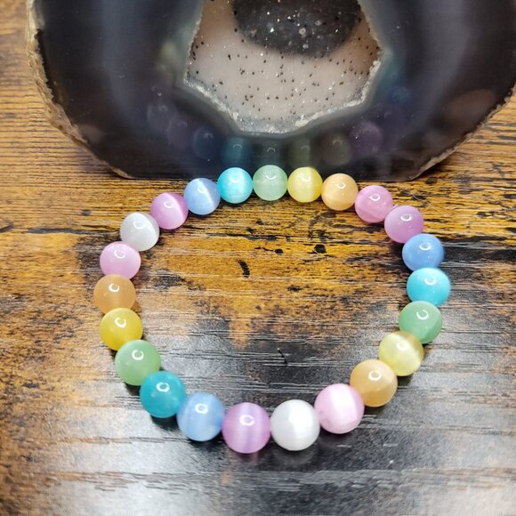 Colorful Aura Selenite Rainbow Bracelet - Picture 3 of 3